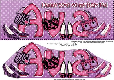 Large Dl 50th Birthday Ava Shoes & Handbags 3D Decoupage