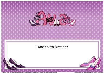 50th Birthday Ava Shoes & Handbags Matching Large Dl Insert
