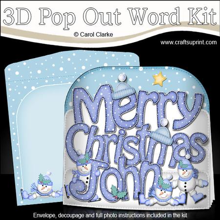Christmas John Snowmen Pop Out Xmas Word Card