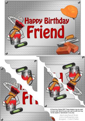5x7 Handyman Tools Birthday Friend Scallop Corner