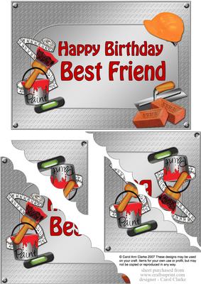 5x7 Handyman Tools Birthday Best Friend Scallop Corner