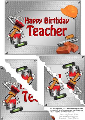 5x7 Handyman Tools Birthday Teacher Scallop Corner