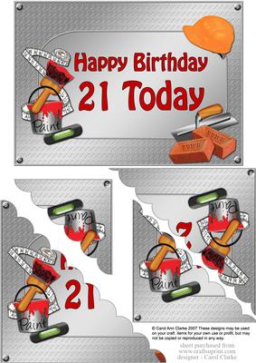 5x7 Handyman Tools Birthday 21 Today Scallop Corner