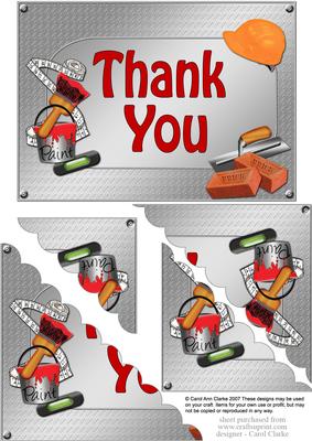 5x7 Handyman Tools Thank You Scallop Corner