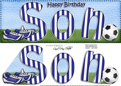 Large Dl Birthday Son Football Card & 3D Decoupage