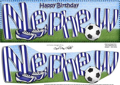 Large Dl Birthday Nephew Football Card & 3D Decoupage