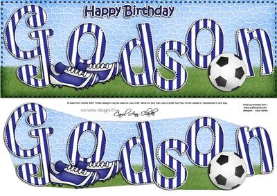 Large Dl Birthday Godson Football Card & 3D Decoupage
