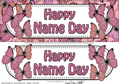Large Dl Happy Name Day Butterflies Card & 3D Decoupage