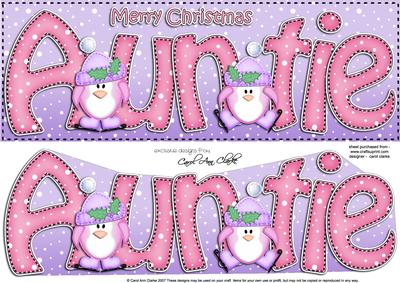 Large Dl Christmas Auntie Penguins Quick Card 3D Decoupage