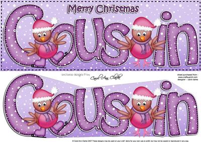 Large Dl Christmas Cousin Robin Quick Card 3D Decoupage