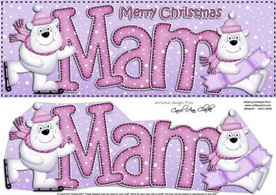 Large Dl Christmas Mam Polar Bears Quick Card 3D Decoupage