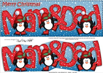 Large Dl Christmas Mam & Dad Penguin Quick Card 3D Decoupage