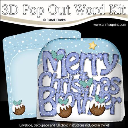 Christmas Brother Xmas Puds Pop Out Xmas Word Card