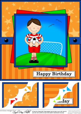 8 x 8 Bazil Plays Football Birthday Scalloped Corner Topper