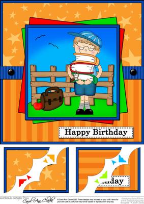 8 x 8 Schoolboy Zeke Birthday Scalloped Corner Topper