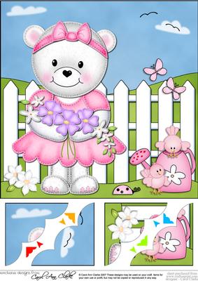 8 x 8 Teddy Tess's Flowers Scalloped Corner Topper