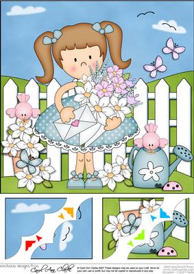 8 x 8 Girlz Liz's Flowers Scalloped Corner Topper