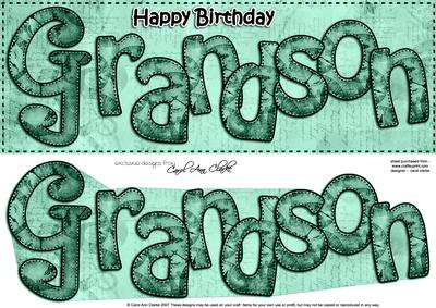Large Dl Birthday Grandson Clocks 3D Decoupage