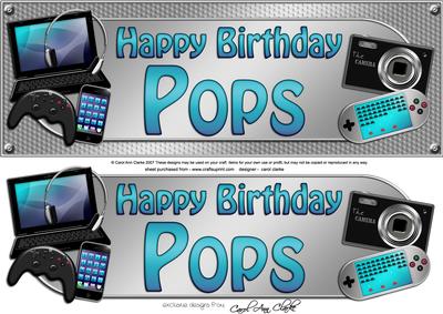 Large Dl Birthday Pops Gadgets & Gizmos 3D Decoupage