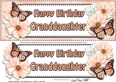 Large Dl Birthday Granddaughter Floral Butterflies Decoupage