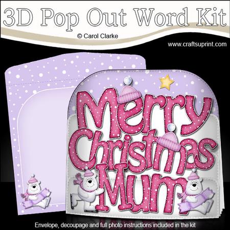 Christmas Mum Polar Bears Pop Out Xmas Word Card