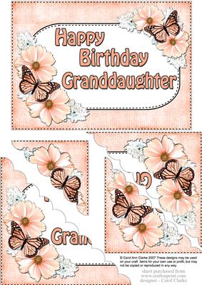 5x7 Flowers & Butterflies Birthday Granddaughter