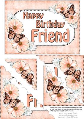 5x7 Flowers & Butterflies Birthday Friend