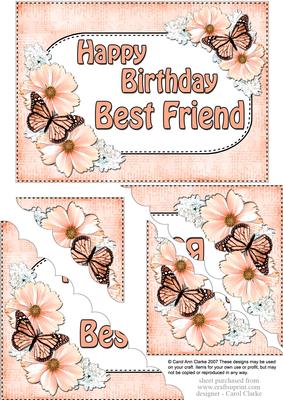 5x7 Flowers & Butterflies Birthday Best Friend