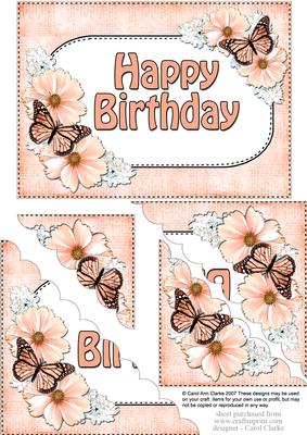 5x7 Flowers & Butterflies Happy Birthday