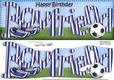 Large Dl Birthday Boyfriend Football Card & 3D Decoupage