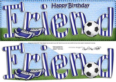 Large Dl Birthday Friend Football Card & 3D Decoupage