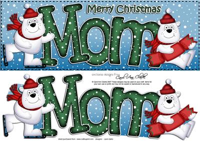 Large Dl Xmas Mom Polar Bears Quick Card 3D Decoupage