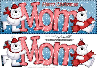 Large Dl Xmas Mom Polar Bears Quick Card 3D Decoupage