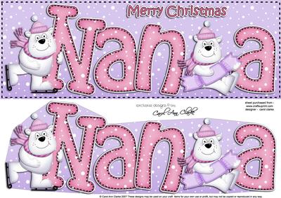 Large Dl Christmas Nana Polar Bears Quick Card 3D Decoupage