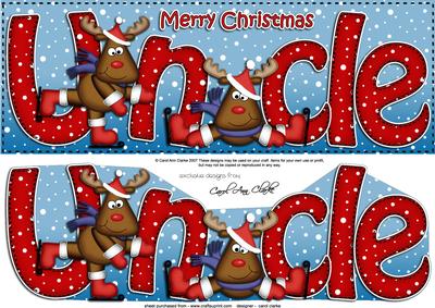 Large Dl Christmas Uncle Rudolph Quick Card 3D Decoupage