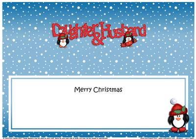 Christmas Daughter & Husband Penguins Large Dl Insert