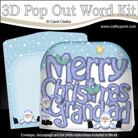 Christmas Grandad Santa Pop Out Xmas Word Card