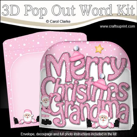 Christmas Grandma Santa Pop Out Xmas Word Card