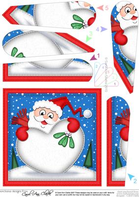 Santa's Xmas Heart Snowball Fan Pyramage Topper