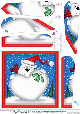 Ben Polar Bear's Xmas Heart Snowball Fan Pyramage Topper
