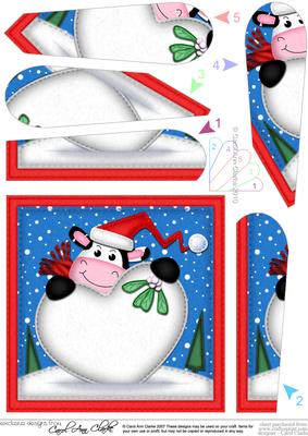 Milly Moo Cow's Xmas Heart Snowball Fan Pyramage Topper
