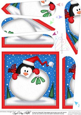 Cute Penguin's Xmas Heart Snowball Fan Pyramage Topper