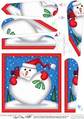 Snowman's Xmas Heart Snowball Fan Pyramage Topper