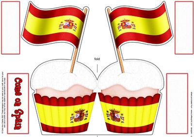 Flying the Flag Spain Cupcake Felties Shaped Card