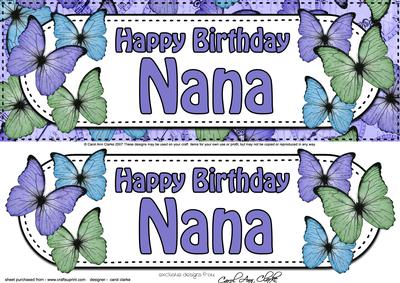 Large Dl Birthday Nana Butterflies Card & 3D Decoupage
