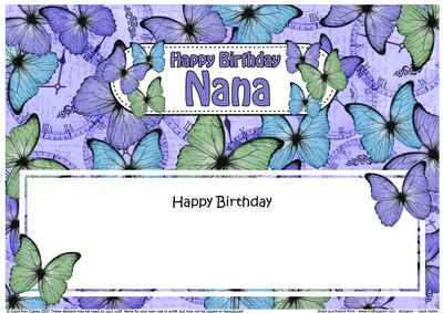 Birthday Nana Butterflies Large Dl Matching Insert