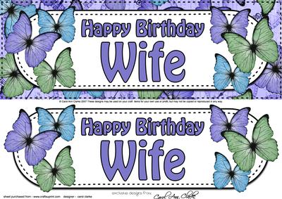 Large Dl Birthday Wife Butterflies Card & 3D Decoupage