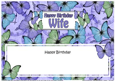 Birthday Wife Floral Butterflies Large Dl Matching Insert