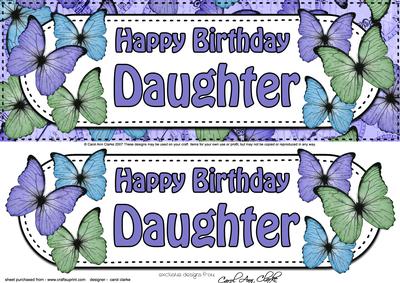Large Dl Birthday Daughter Butterflies Card & 3D Decoupage