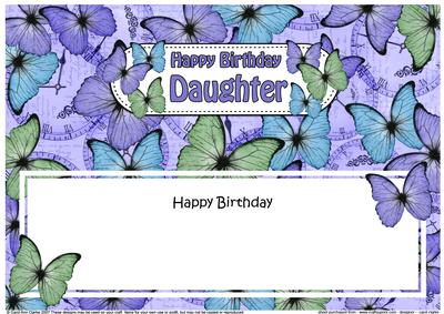 Birthday Daughter Floral Butterflies Large Dl Insert
